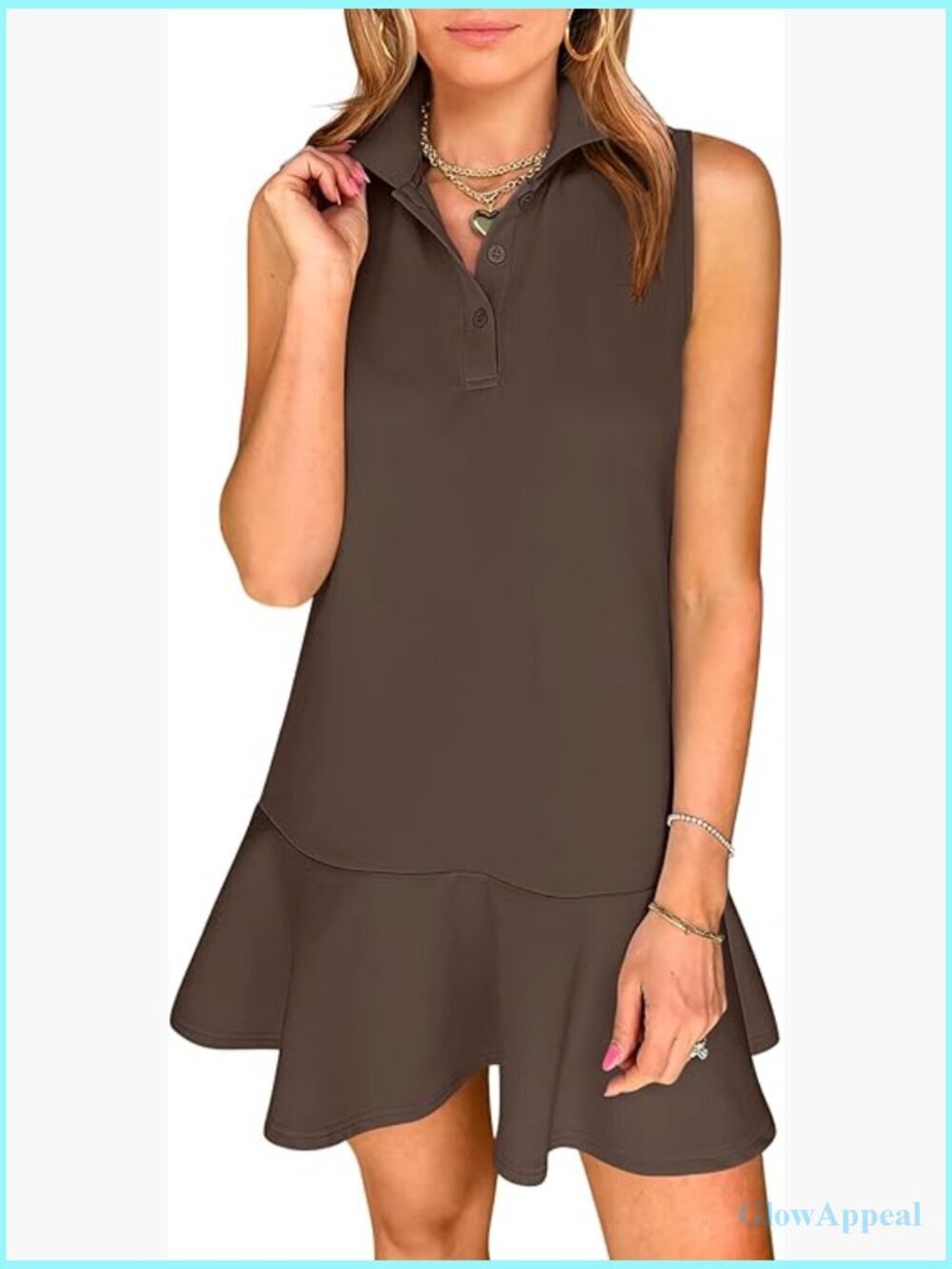 Sleeveless Polo Mini Dress, Shift Casual Shift Dress for Summer